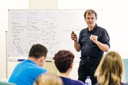 Child psychologist and parenting expert Michael Hawton teaching.